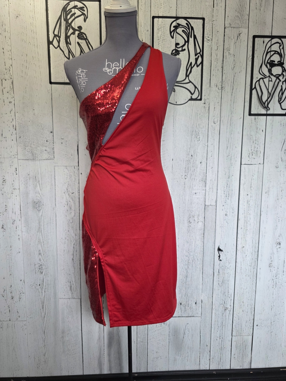 Dreamgirl NWT Red Sequin Cutout Bodycon Dress Size Large Party Clubwear Holiday